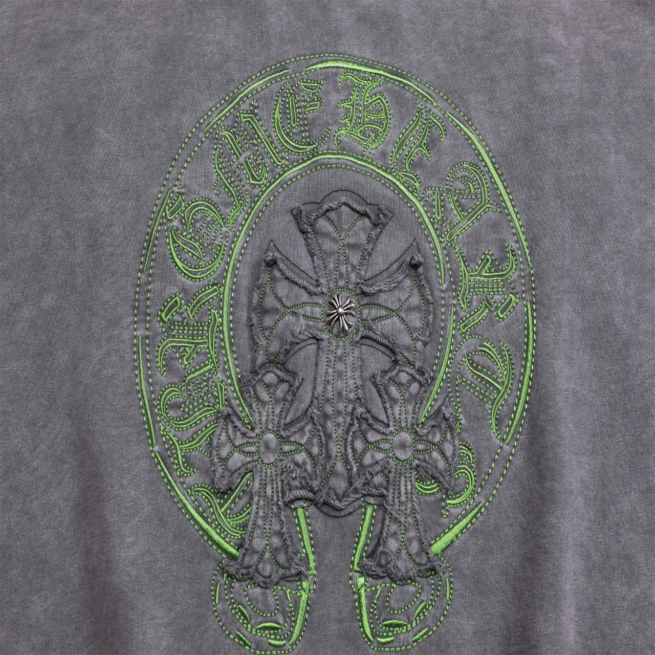 P320 Chrome Hearts Chrome Hearts Horseshoe Stamped Embroidered Round Neck Sweatshirt Size: S M L XL Color: Batik Gray